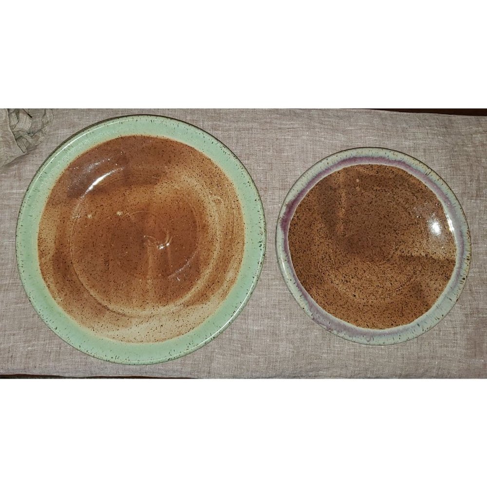 Handmade Pottery Dinner/Salad plates x4